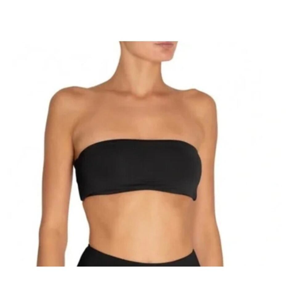 Eberjey Women's Black So Solid Removable Strap Summer Bandeau Bikini Top Size XS